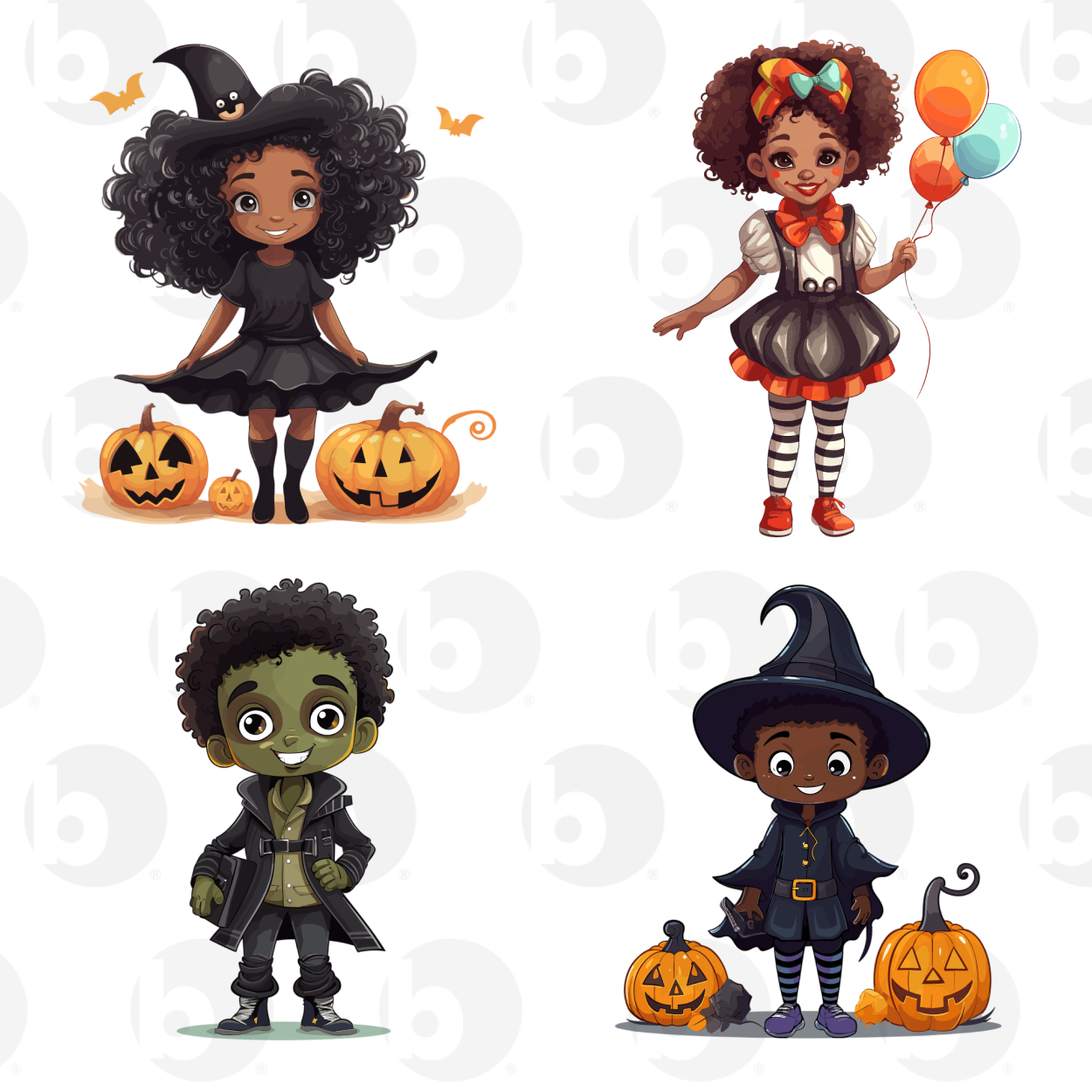 Kids Halloween Pack | Black Illustrations